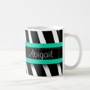 Türkisblaues Blumenmuster und Zebra-Muster Tasse