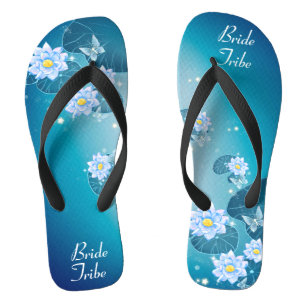 Türkisblaues Blumenmuster Wedding Bribe Stamm Flip Flops