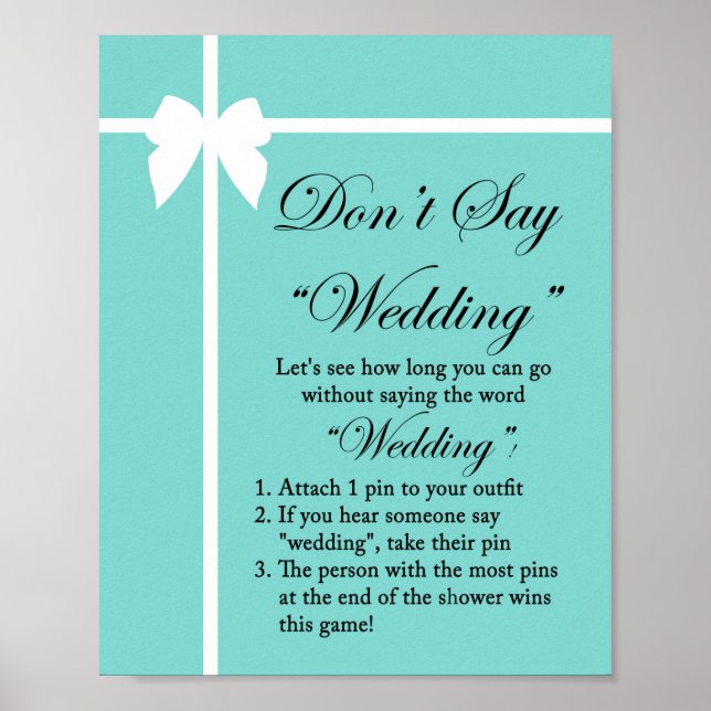 Türkisblaues Brautparty Spieleunterricht Aqua Poster (Vorne)