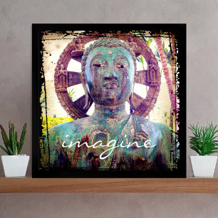 Türkisblaues Buddha-Foto (Türkis) Poster