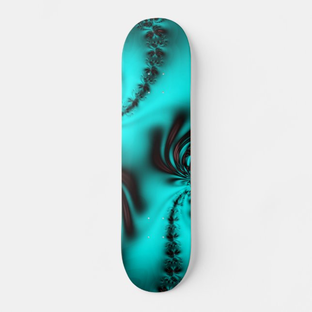 Türkisblaues Fraktal Skateboard (Vorderseite)