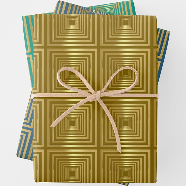 Türkisblaues Goldwrapping Paper-Set Geschenkpapier Set (Von Creator hochgeladen)