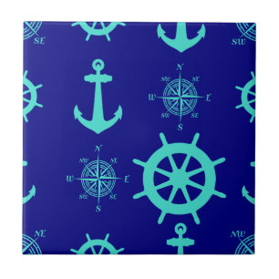 Türkisblaues Küstenschiff Fliese