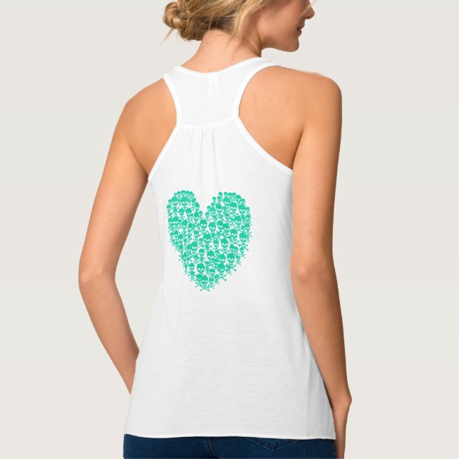 Türkisblaues Schädelherz Tank Top (Rückseite)