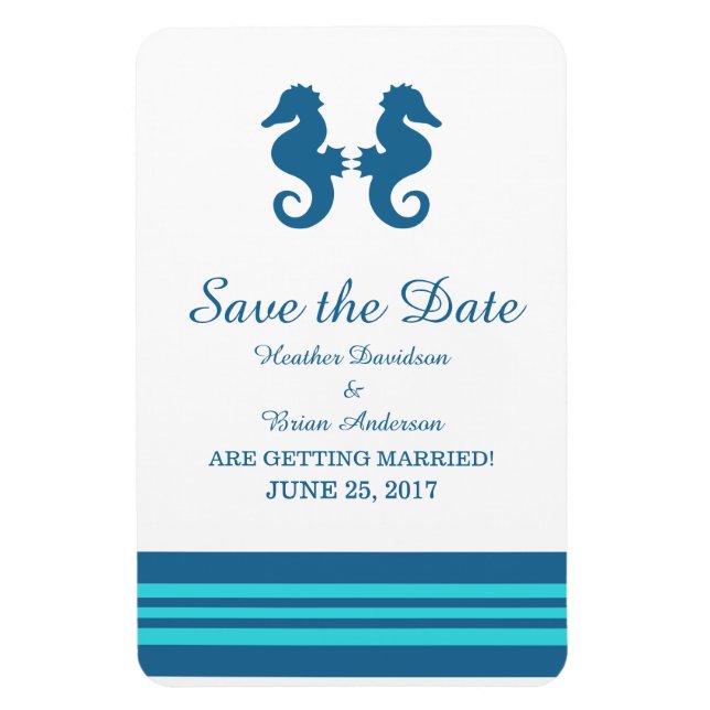 Türkisblaues Seepferd Save the Date Magnet (Vertikal)
