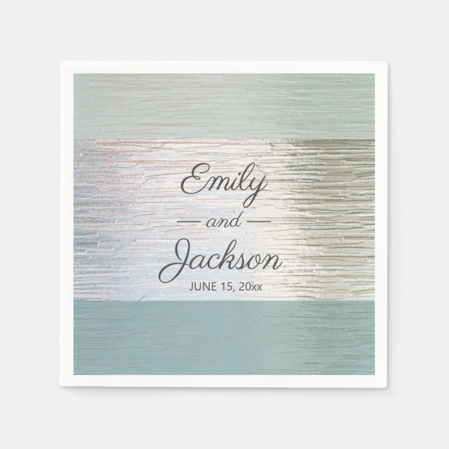 Türkisblaues Silbermeer Hochzeitsempfang Serviette (Vorderseite)