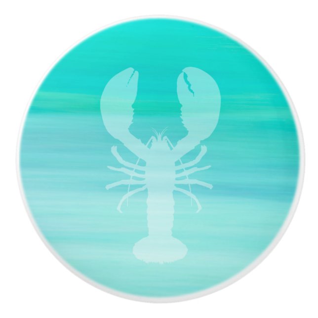 Türkisblaues Wasser mit Hummer Keramikknauf (Vorderseite)
