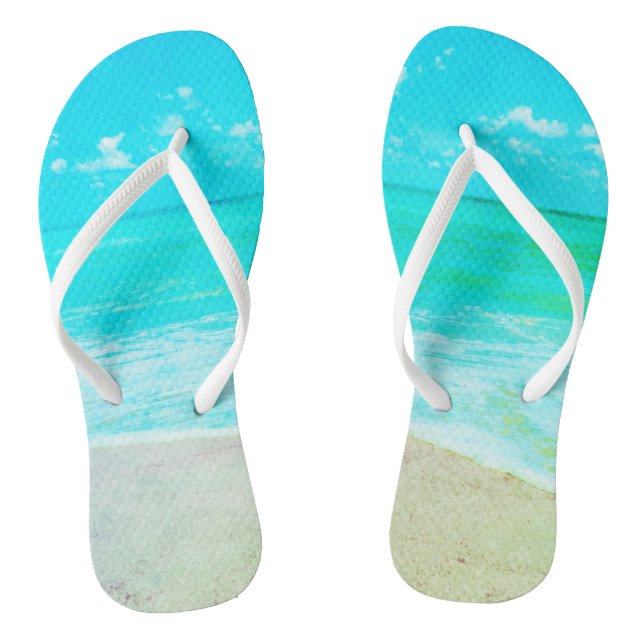 Türkisblaues Wasser Tropischer Sandstrand Flip Flo Flip Flops (Fußbett)