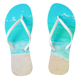 Türkisblaues Wasser Tropischer Sandstrand Flip Flo Flops