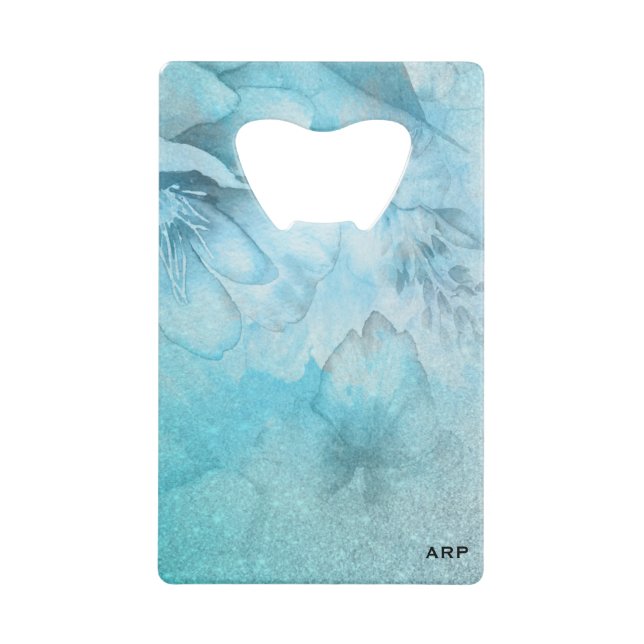 *~* Türkisblume Glitzer Wasserfarben Celestie Geldbeutel Flaschenöffner (Vorderseite)