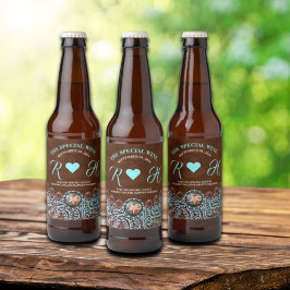 Türkisbraun Cowboy Western Hochzeit Bierflaschenetikett