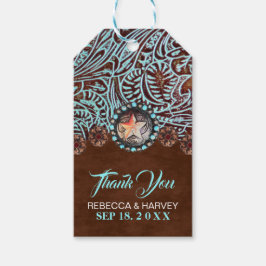 Türkisbraun Cowboy Western Hochzeit Geschenkanhänger