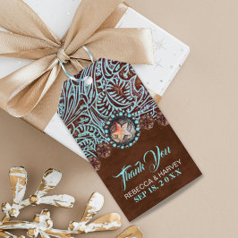 Türkisbraun Cowboy Western Hochzeit Geschenkanhänger