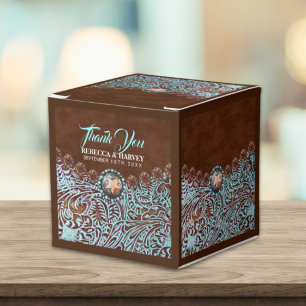 Türkisbraun Cowboy Western Hochzeit Geschenkschachtel