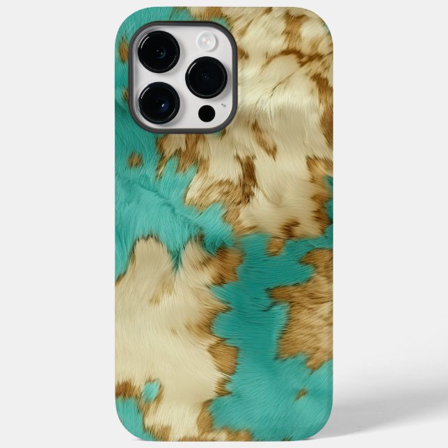 Türkisbraun Creme Animal Cowhide Western Case-Mate iPhone Hülle (Rückseite)