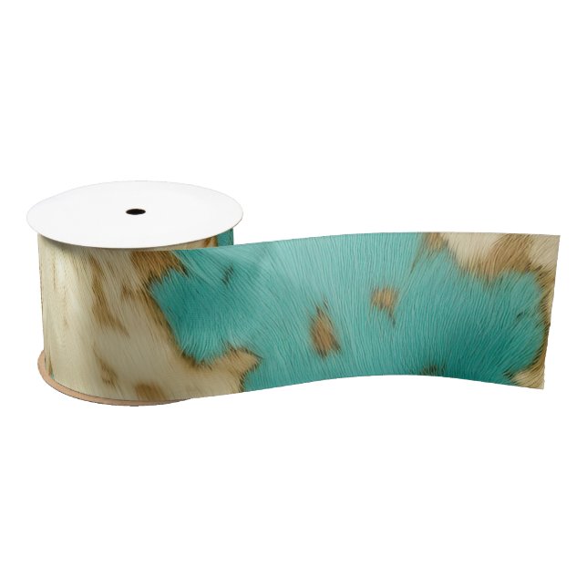 Türkisbraun Creme Animal Cowhide Western Satinband (Spule)
