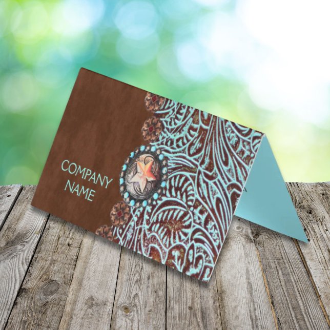 Türkisbraun Western aus geschliffenem Glattleder (turquoise brown western country tooled leather)