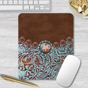 Türkisbraun Western aus lackiertem Leder Mousepad