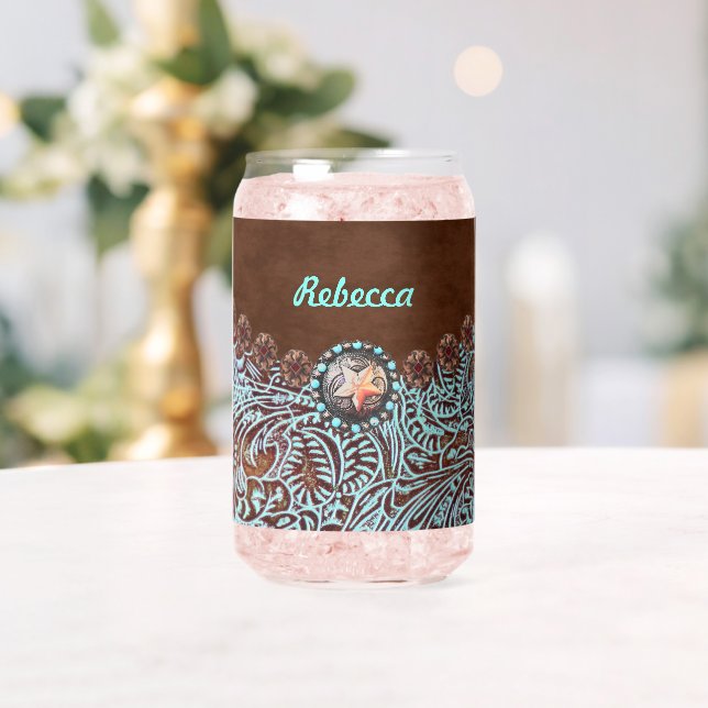 Türkisbraun Western Cowgirl Bridesmaid Dosenglas (Insitu (Hochzeit))