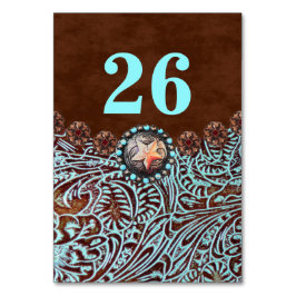 Türkisbraun Western Hochzeitstisch Tischnummer