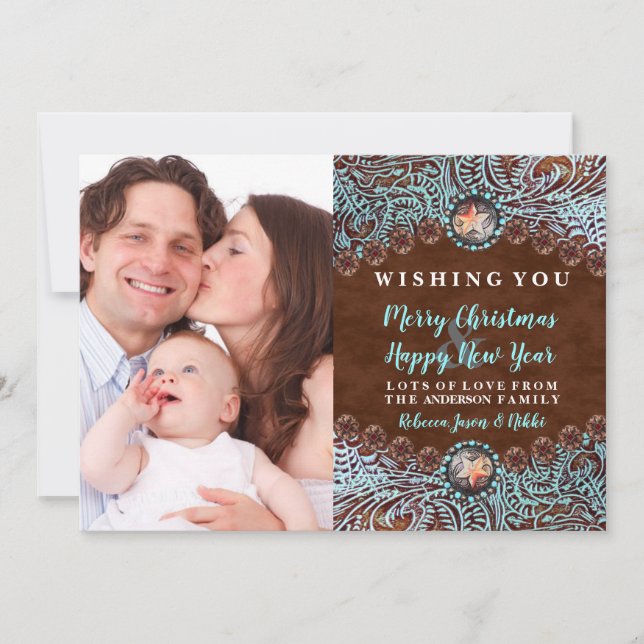 Türkisbraun Western Land Weihnachten Foto (Vorderseite)