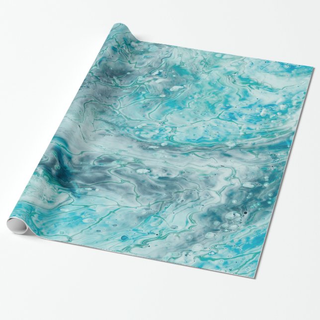 Türkisch Abstrakt Paint Pour Art Geschenkpapier (Ungerollt)