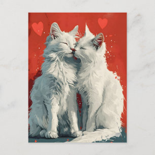 Türkisch Angora Weiße Katzen Valentinstag Postkarte