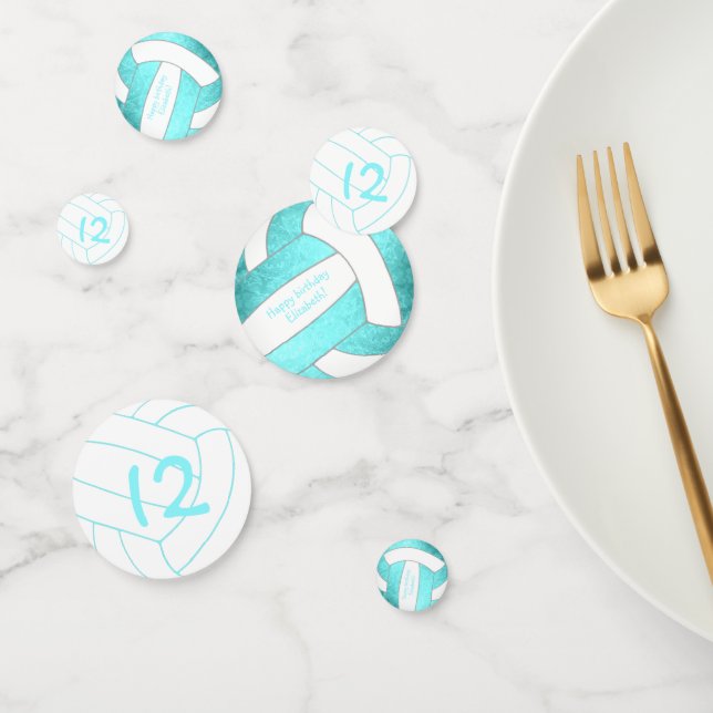 Türkisch aquamarine Mädels Volleyball Geburtstagsp Konfetti (Gruppe)