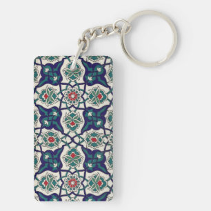 Türkisch Blau Keramik Blumenmuster Schlüsselanhänger