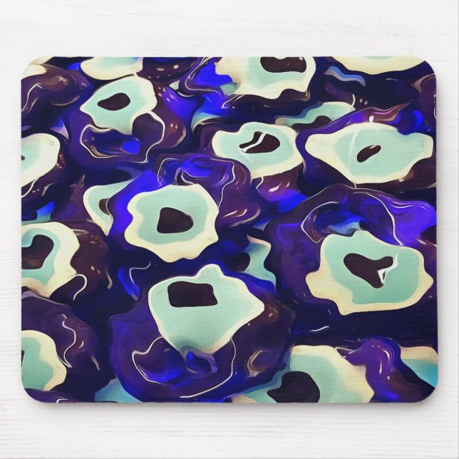 Türkisch Boncuk Eye Shaped Amulet Bizarre Art Mousepad (Vorne)