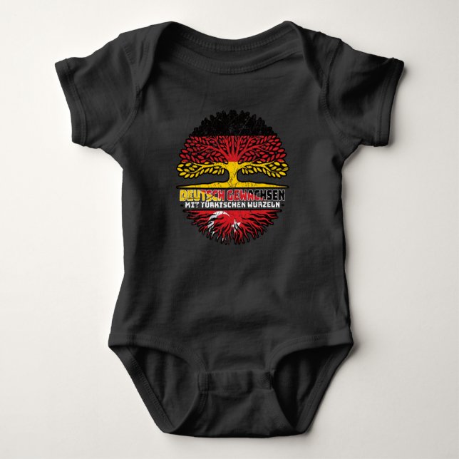 Türkisch Deutsch Deutschland Baum Wurzel Baby Strampler (Vorderseite)