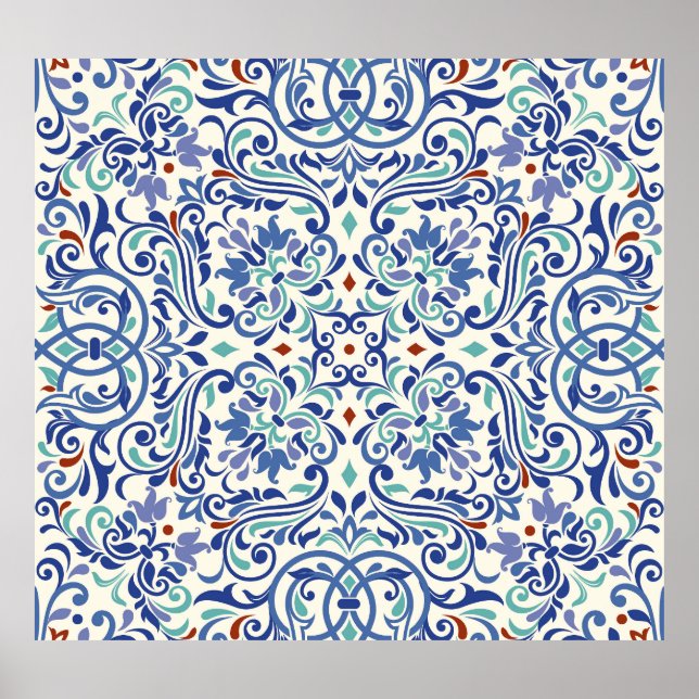 Türkisch farbig: Endlose Tile Elegance. Poster (Vorne)