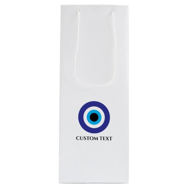 Türkisch griechische Hochzeit Evil Eye Blue Mati L Geschenktüte Für Weinflaschen (Vorderseite)