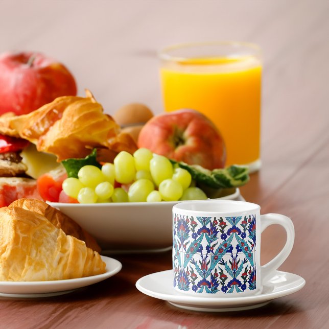 Türkisch Iznik Blumenmuster Bridesmaid Geschenk Espressotasse (Turkish Iznik Floral Pattern Bridesmaid Gift Espresso Cup Breakfast Table)