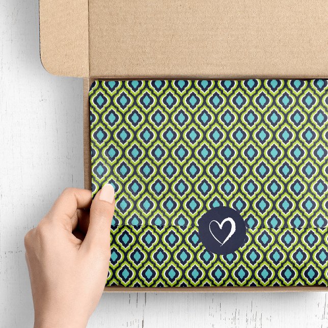 Türkisch-marokkanische Marine und grüner Ikat Seidenpapier (Von Creator hochgeladen)