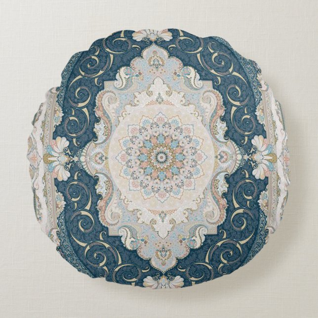 Türkisch-Persischer Teppich-Rug Rundes Kissen (Vorderseite)