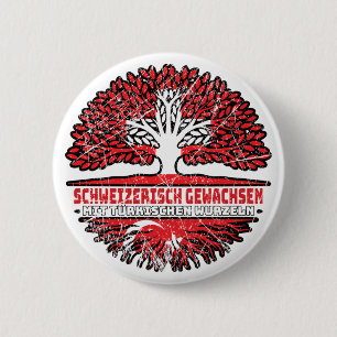 Türkisch Schweizer Baum Wurzel Flag Button