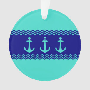 Türkisch-türkisfarbener Blaustreifen Anker Ornament