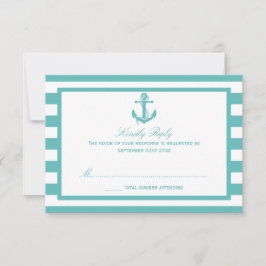 Türkisch-türkisfarbener Streifen Anchor Wedding RS RSVP Karte