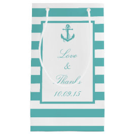 Türkisch-türkisfarbener Stripe Anchor Hochzeitsges Kleine Geschenktüte