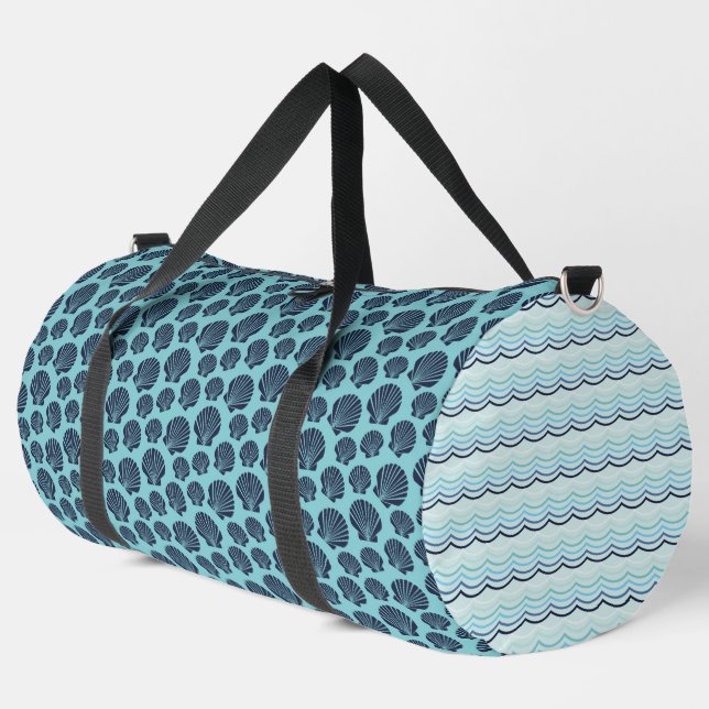 TÜRKISCH- UND NAVY-BLAUE-SAASHELLE & WAVES DUFFLE BAG (Linke Ecke)