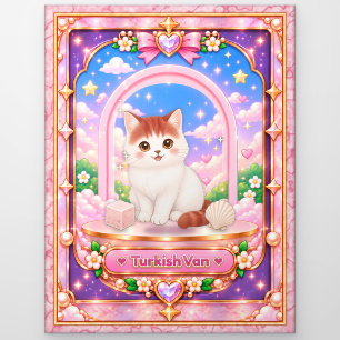 Türkisch Van Katze, Kawaii Kunst Postkarte