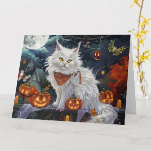 Türkische Angora-Katze Halloween Gruselig Karte