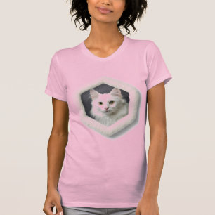 Türkische Angora-Katze in einem Rahmen - Pink T-Shirt
