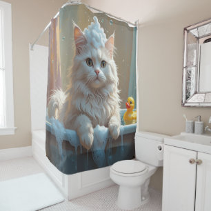 Türkische Angora-Katze Schlampig Schlafend Süß Lus Duschvorhang
