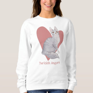 Türkische Angora Katze Wasserfarbe Kitty Pink Herz Sweatshirt