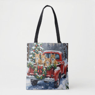 Türkische Angora-Katze Weihnachten Rotes Lastwagen