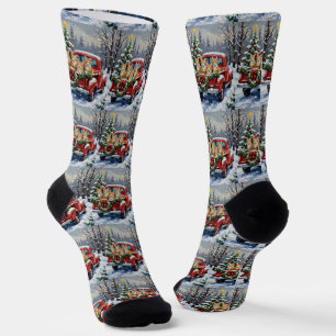 Türkische Angora-Katze Weihnachten Rotes Lastwagen Socken