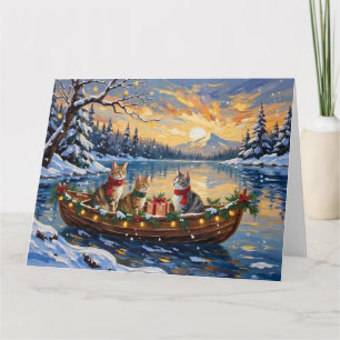 Türkische Angora-Katze Weihnachtsboot Urlaub Karte