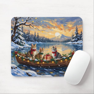 Türkische Angora-Katze Weihnachtsboot Urlaub Mousepad